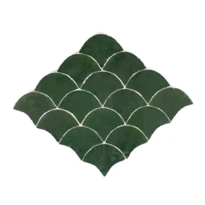 Zellige Tile Fishscale 23x30cm – Dark Green