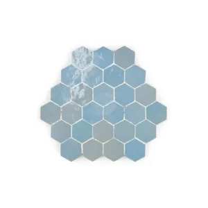 Zellige Tile Hexagonal 23x26cm – Blue Gray