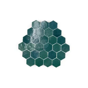 Zellige Tile Hexagonal 23x26cm – Dark Green