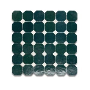 Zellige Tile Octagonal 30x30cm – Green & Off White