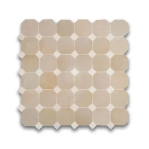 Zellige Tile Octagonal 30x30cm – Soft Stone & Off White