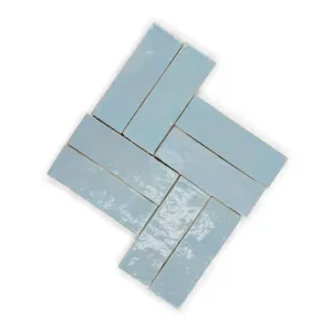 Zellige Tile Rectangle 15x5cm – Blue Gray